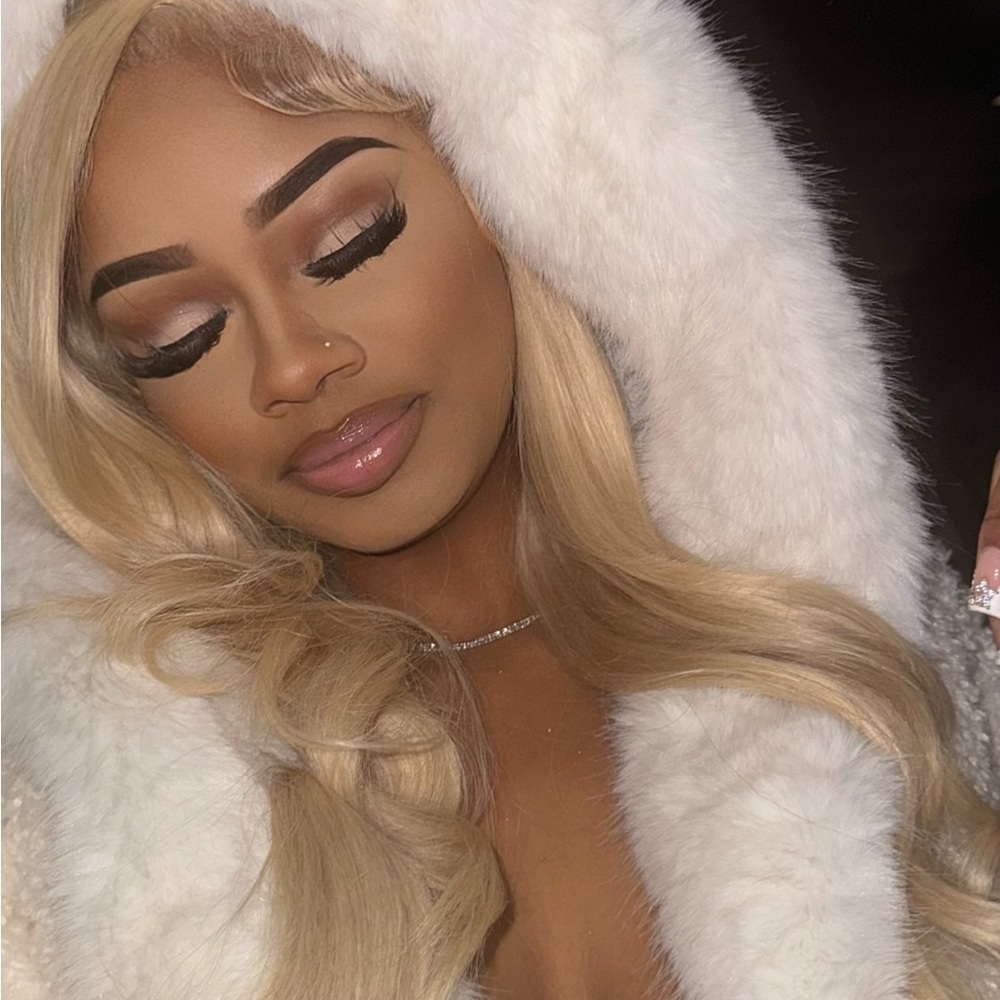 Luxurious White Faux Fur Hooded Coat